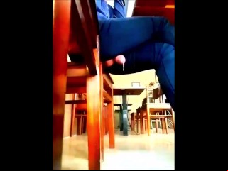 Hands Free Cum In A Restaurant